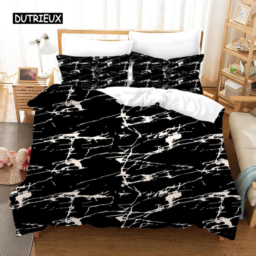Duvet Cover Geometric Pink Marble Comforter Bedding Set Cover Bed Cover Bedspread 2/3 Pcs for Women Girls Bedroom Decorations
