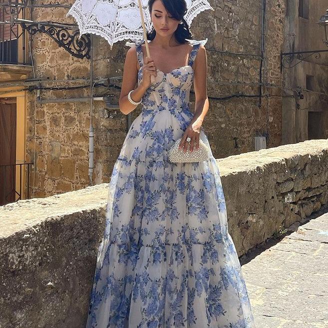 "Elegant Strapless Organza Fairy Evening Dress for Women - European & American Summer Fashion"