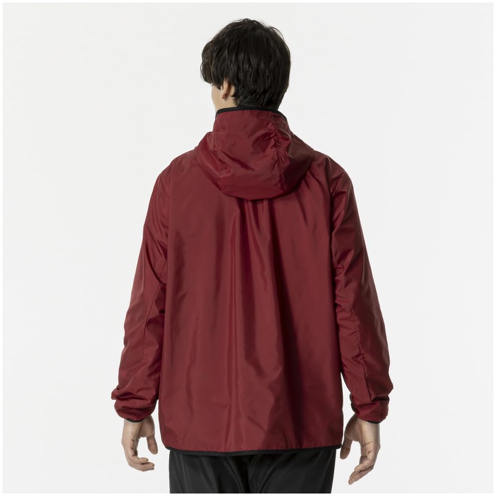 Mizuno Soccer Piste Hoodie with Cabernet Red Apparel, Water-Repellent Lining, P2MEB530,