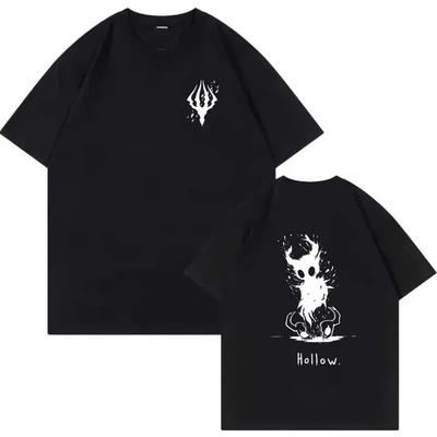 Hollow Knigh Printed T-shirt Summer Men Casual Loose Retro Streetwear Y2K Round Neck Short Sleeve Tops Clothing T-shirt#Color
