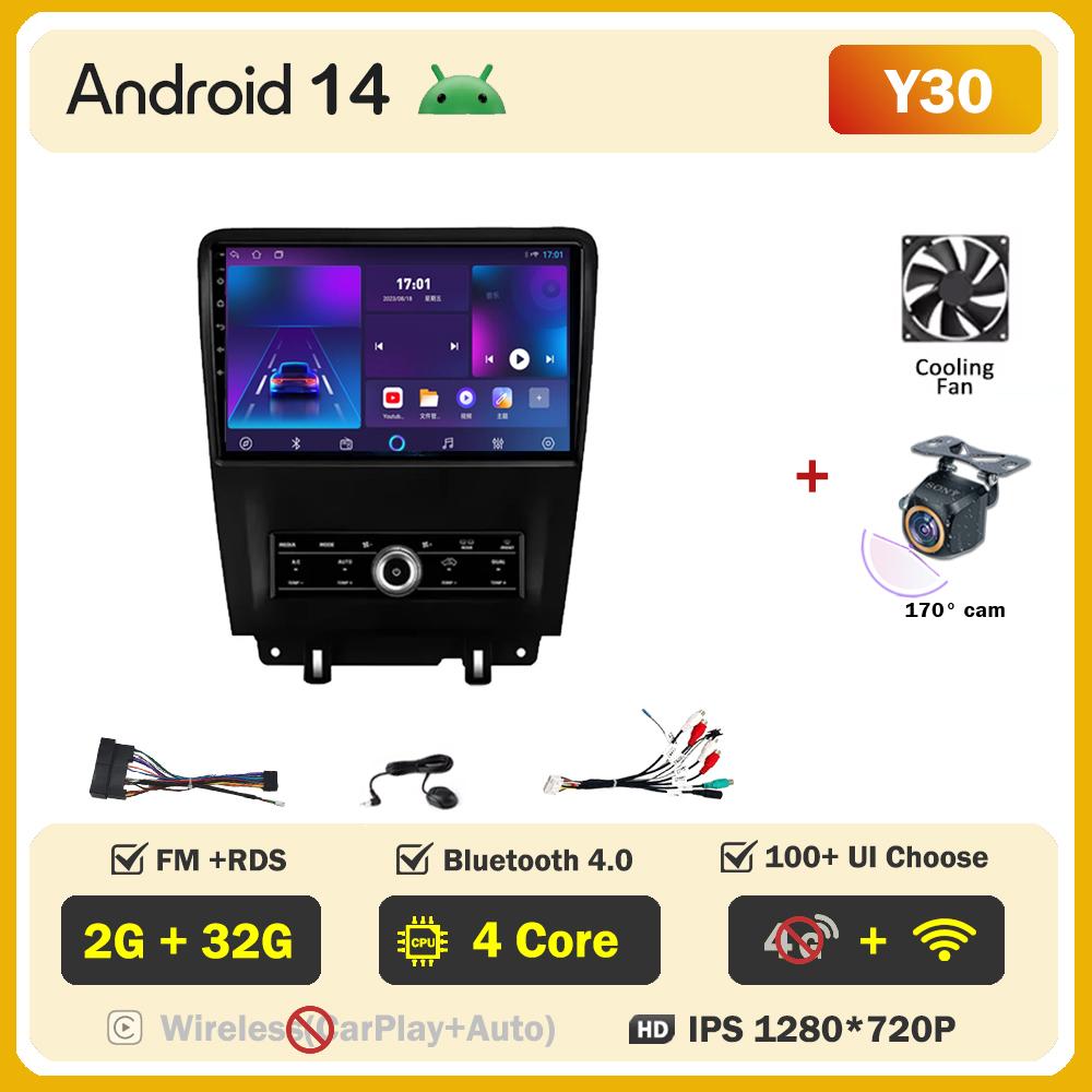 Android 14 For Ford Mustang V S-1972009 2010 2011 2012-2014 Car Multimedia Video Player Autoradio Touch Screen GPS Navigation