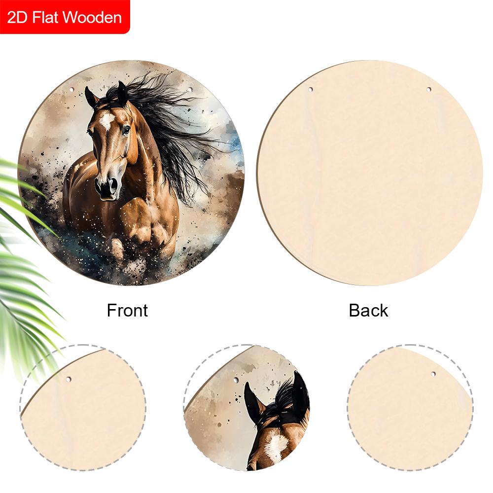 Unique Wooden Sign with Horse Pattern - Charming Round Sign for Front Door, Wall Hanging Decor - Ideal Gift for Friend & Family