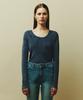 Plack Woman Scoop Neck Washed Knit Blue
