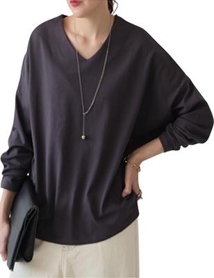 Antiqua Women's Cocoon Basque Top, Long Sleeve, V-Neck, Size 16, Ash Gray, NA-00493, One Size Fits Most