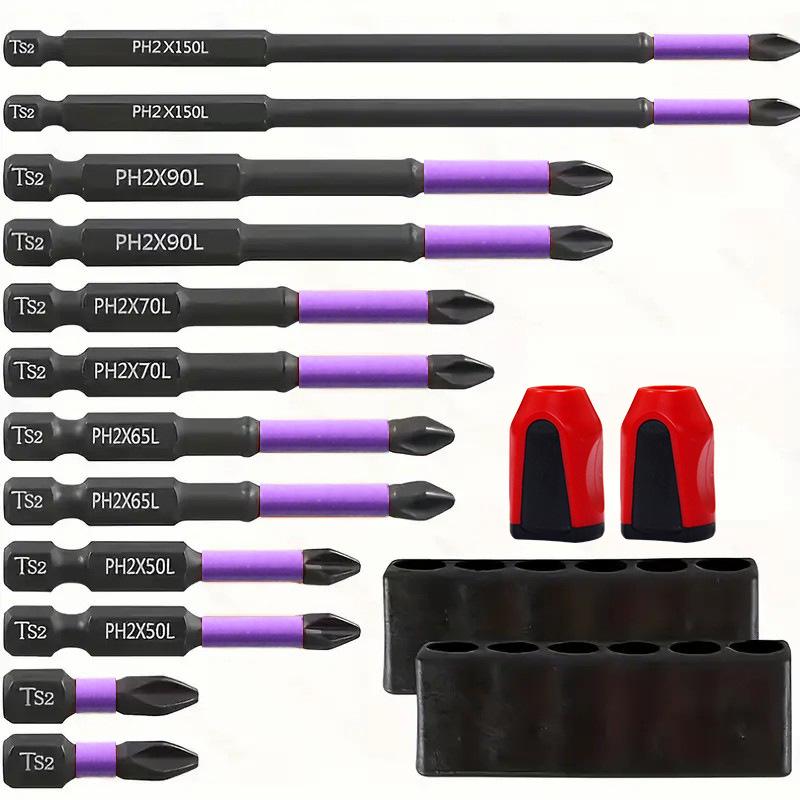 Shock-resistant Magnetic Phillips Screwdriver Bits with Anti-slip Teeth