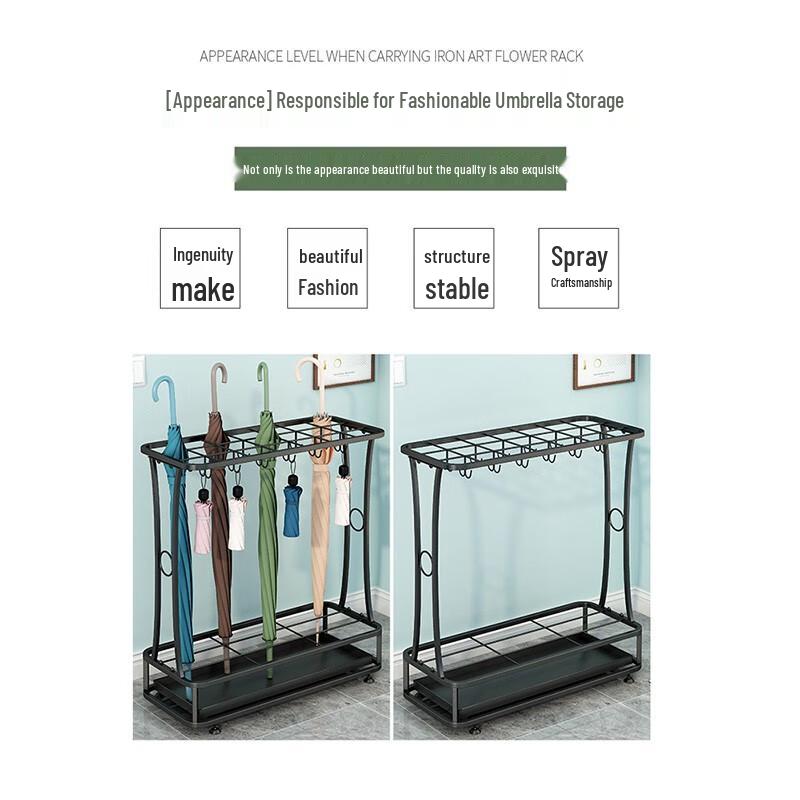 Commercial & Home Entryway Umbrella Stand with Hooks