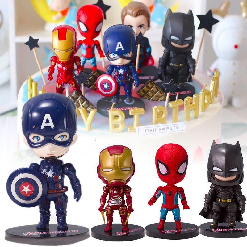 Charming Avengers Birthday Cake Decoration Figures Including Iron Man And Captain America For Kids' Celebrations
