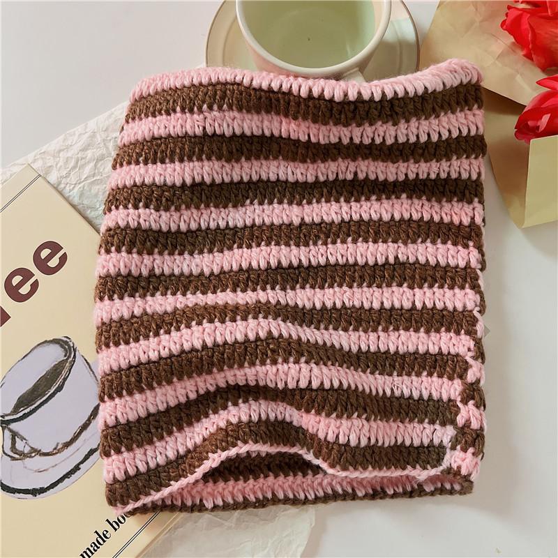 Little Devil Striped Knitted Wool Hat Female Cute Cat Ears Pointed Hat Pullover Ear Cap