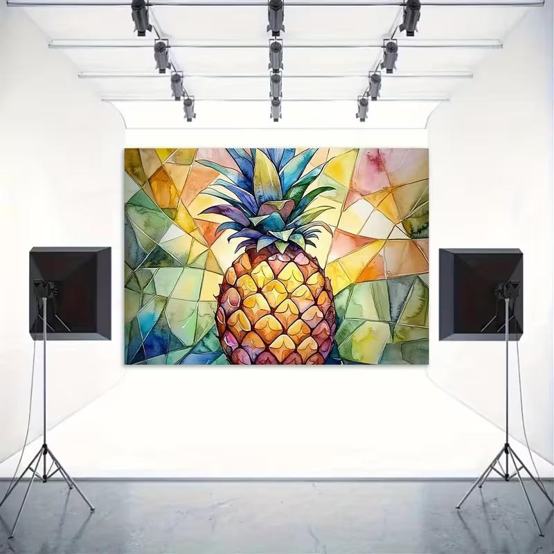 

2D Tropical Pineapple Backdrop Geometric Watercolor Photography Background 47.2x31.5inch/120*80cm