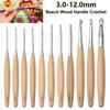 Weave Craft 3-12mm Crochet Hooks Beech Wood Handle Long Wood Handle Crochet Knitting Crochet