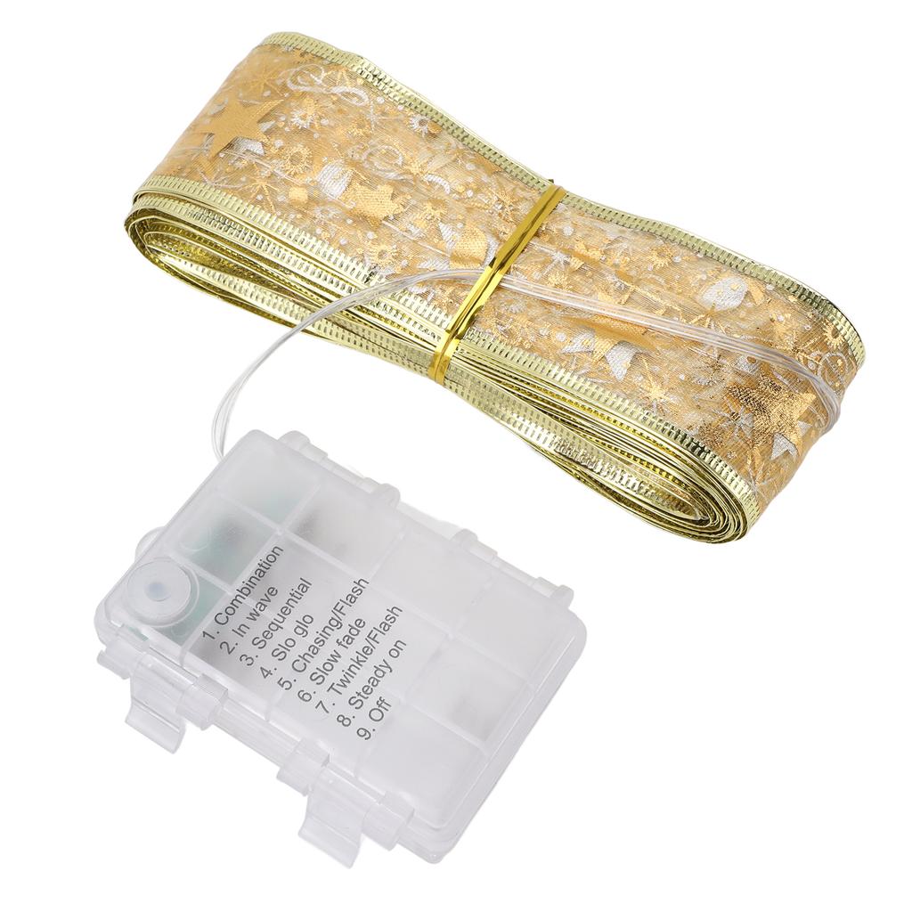 Ribbon Light 100 LEDs Battery Powered Decorative Timer Copper Wire Ribbon Bow String Lamp with Remote Control for Tent