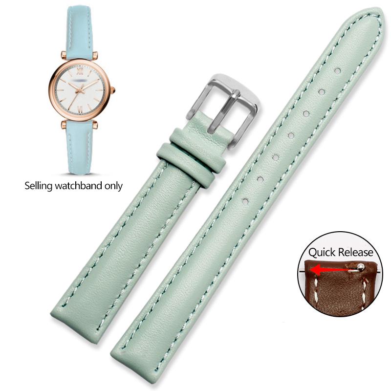 Genuine Leather Watchband for Casio Citizen Fossil Plain Watch Strap Folli Ladies Bracelet Blue Pink Brown 14mm 16mm 18mm 20mm