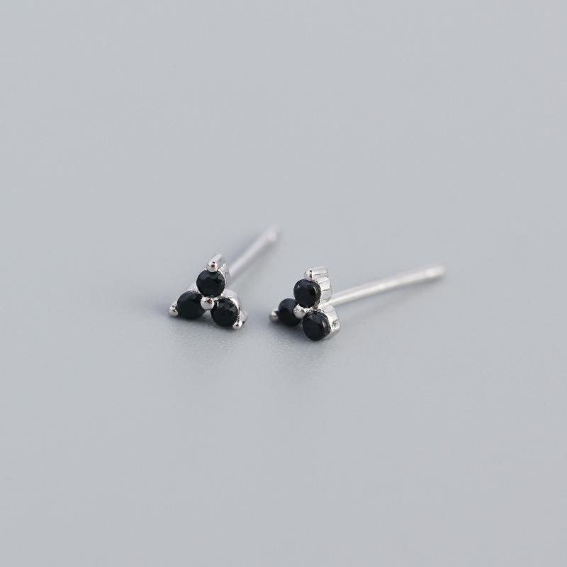 925 Silver Inlaid Crystal Geometric Clover Stud Earrings Light Luxury Mature Glamour Women Jewelry Accessories