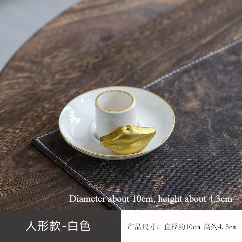 Ceramic Incense Burner Candle Holder Aromatherapy Candlestick Holder Sage Tray Holy Wood Burning Stand Incense Ash Collector