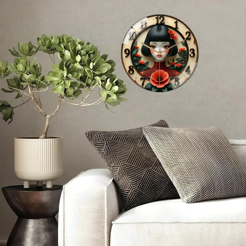 30x30cm Glass Wall Clock for a Engineer with Custom Gear and Ruler