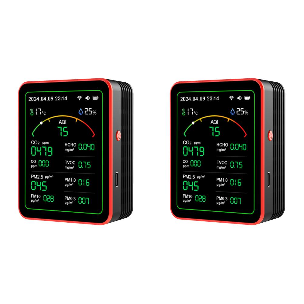 

WiFi 15-в-1 детектор качества воздуха PM2.5 PM1.0 CO CO2 TVOC HCHO тестер (черный)