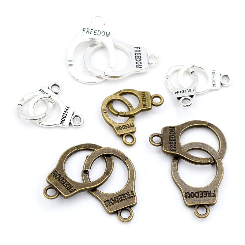 10pcs Charms Handcuffs Freedom 30x10mm 42x15mm Antique Making Pendant Fit,Bronze Tibetan Silver Color,DIY Handmade Jewelry