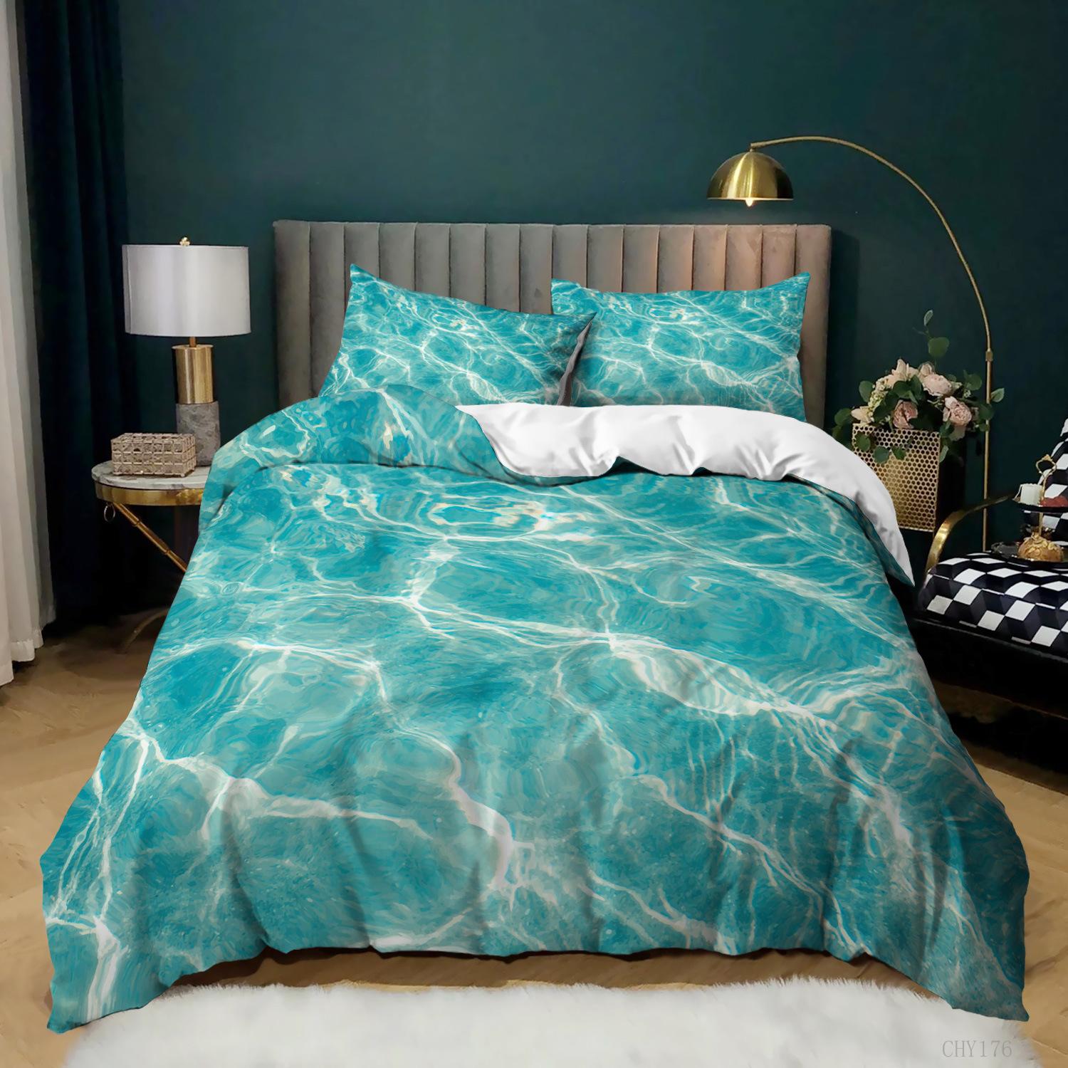 

3D Набор постельного белья с изображением морских волн Размер Queen/King Для мальчика девочки Подростковой спальни Отеля Микрофибра Комплект постельного белья Пододеяльник Белый к Синему 70x133cm 2pcs