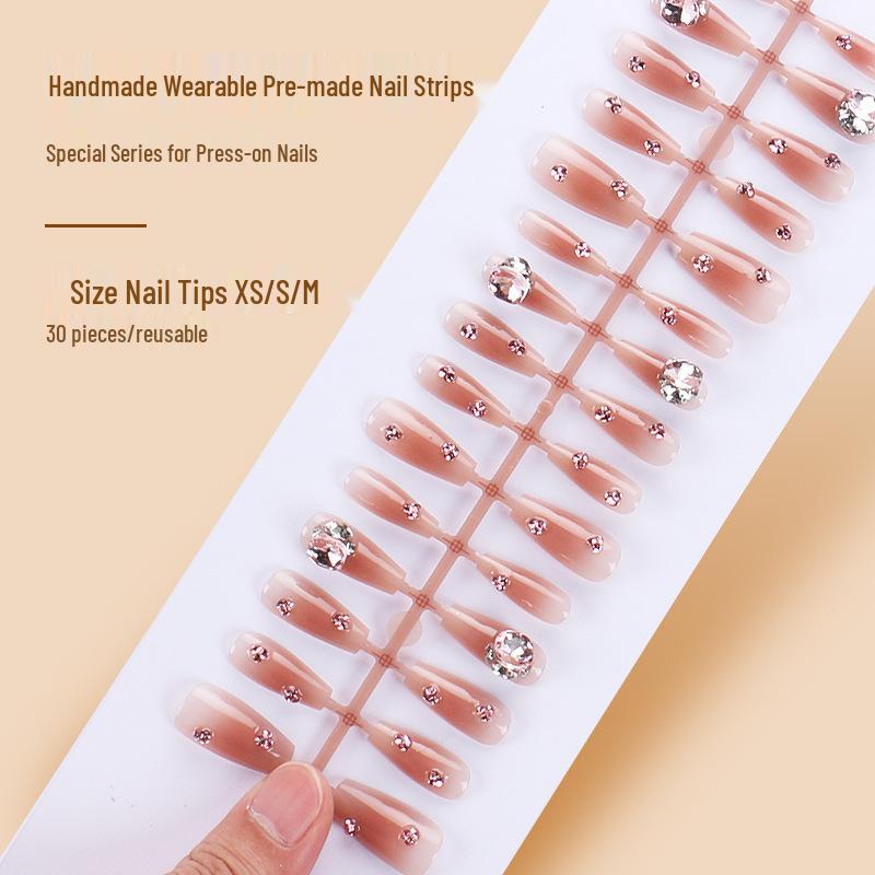 

Cat Eye Color Diamond Blush Gradient Handmade Nails - 30 Pre-Made Pieces