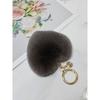 MAIA Rabbit Fur Heart Keychain & Charm - Brown