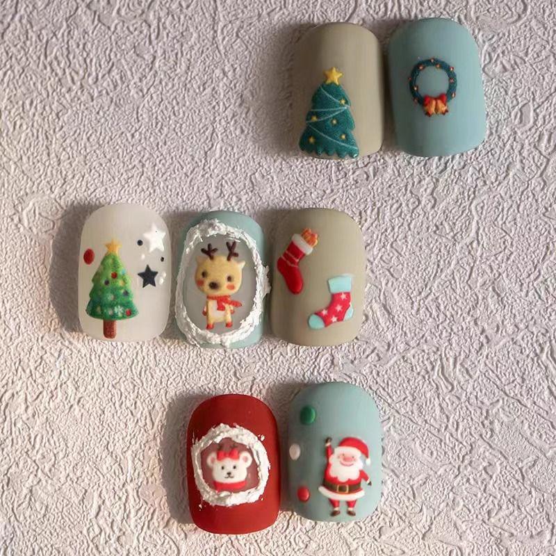 Festive 3D Christmas Nail Art Stickers: Cute Santa, Tree & Snow Designs