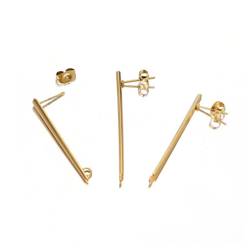 10pcs Gold Color Fashion Women Earrings Findings Stainless Steel Stud Earring Long Stick Connector Pendant DIY Jewelry Making