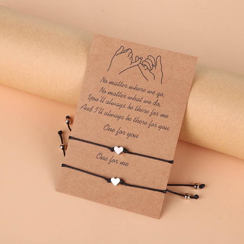 2pcs Sister Couple Bracelet Matching Heart Bracelets Jewelry Gift for Sister Women Birthday Presents for Girlfriend