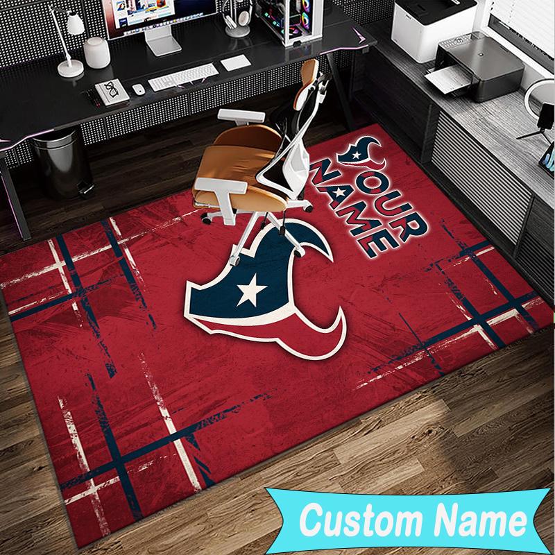 Custom Name Rug Basketball Texans Logo Area Rug Suitable for Indoor And Outdoor,Carpets for Homes, Offices,Living Rooms,Home Decor,Christmas Gift