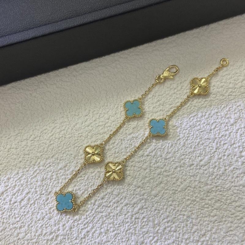 Boutique Vierblättriges Kleeblatt Mini 9mm Sechs Blumen Armband 18k Ins Mode Herren- und Damenarmbänder