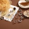Exaggerated Mushroom Chain Flower Moon Love Butterfly Snake Hollow 13-piece Ring Set