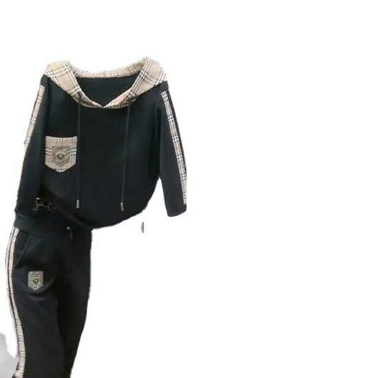 Summer Casual Hooded Set: Slimming Short-Sleeve Top & Long Pants for Middle-Aged Plus Size Women