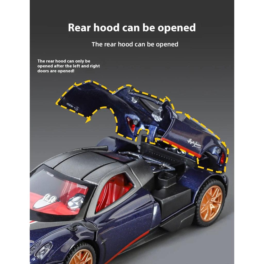 1/32 Pagani Fengshen BC Alloy Sports Car Model, with Sound and Light Children's Toy Car, Gaming Vehicle Gift for Boys Halloween