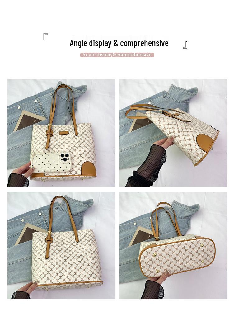 Retro Flower Print Large Capacity Tote Bag - High-End Fashion Handbag for Students