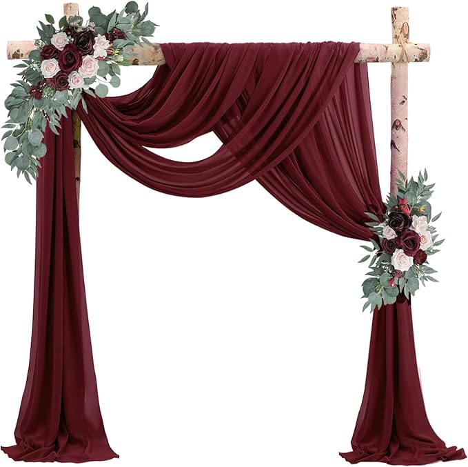 Dark Green Chiffon Wedding Arch Draping Fabric Sheer Curtains Drapery Ceremony Reception Backdrop Curtain Party Swag Christmas
