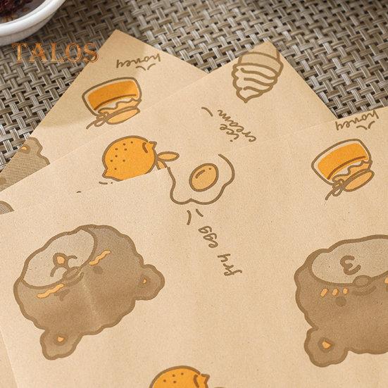 50Pcs Sandwich Packing Paper Cartoon Bear Print Package No Odor Useful Disposable Household Oil-proof Baking Pad Paper Kitchen Tools