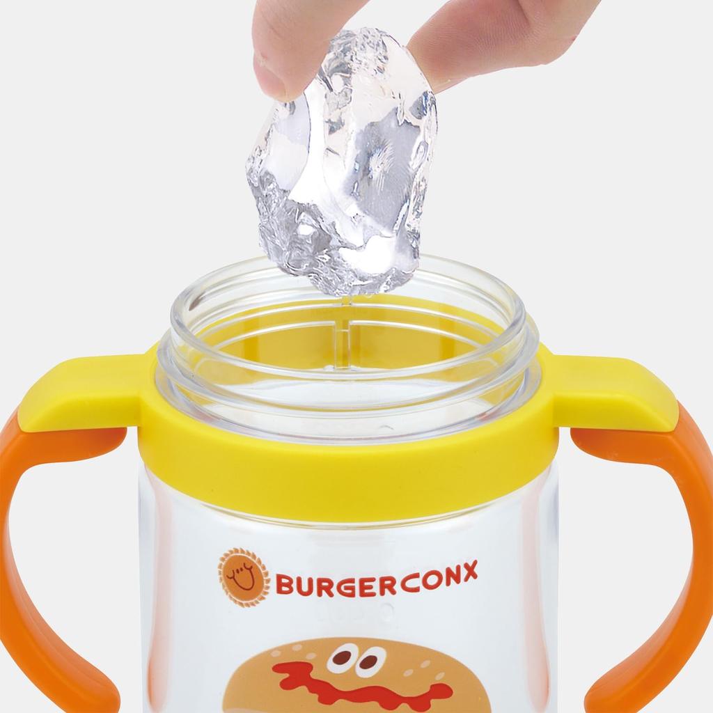 Skater Baby Straw Mug with Foldable Handle and Shoulder Suitable for Ages 1 Year and Burger Concus KSHW2N Strap, 2-Way Type, 370ml, Up,