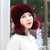 Yutong Women's Winter Mink Hat with Fox Pom and Ear Protection