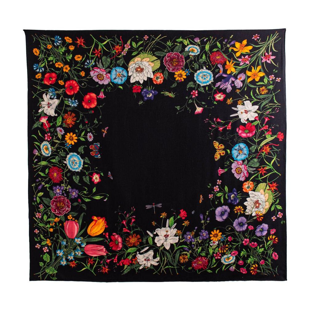 Eșarfă tip snood din lână mătăsoasă cu imprimeu floral față-verso pentru femei - Șal elegant, luxos, ușor