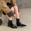 Premium Maillard Brown Pointed Wedge Heel Short Boots Women's High Heel Back Zipper Skinny Boots Autumn and Winter Short Boots