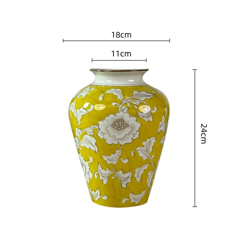 Chinese-style Retro Ceramic Vase Blue and White Porcelain Vase Flowerpot Flower Arrangement Accessories Home Decoration