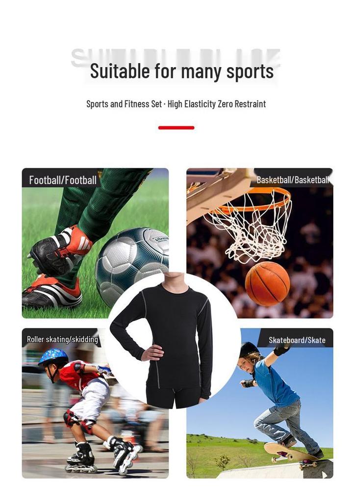 Kids' Quick-Dry Training Bodysuit Set for Boys: Autumn/Winter Basketball & Football Base Layer