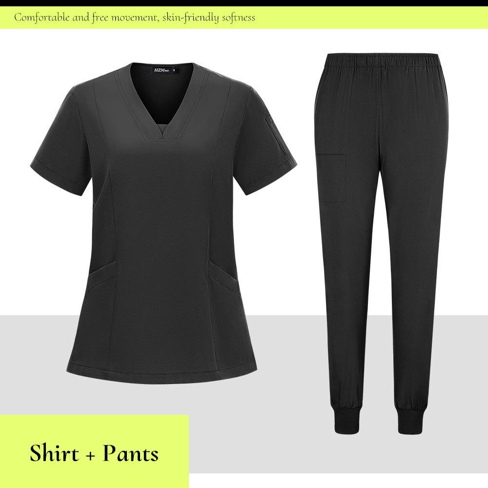 Dziecięcy Szpital Szybkoschnący Strój Pielęgniarski z Dekoltem w Serek - Zestaw Dwuczęściowy z Krótkim Rękawem