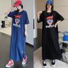 Koreanische Version Cartoon-Druck altersmilder leicht fülliger mittlerer und langer knielanger Rock Sommer Kurzarm-T-Shirt-Rock gerade Schüler