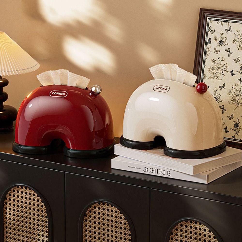 Rounded Corners Napkin Box Built-in Spring Tissue Organizer Paper Storage Holder Kitchen