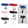 Chinesischer Damen-Satin-Taillengürtel Kimono-Gürtel Stickerei Breiter Blumenmuster-Taillenband für Damen