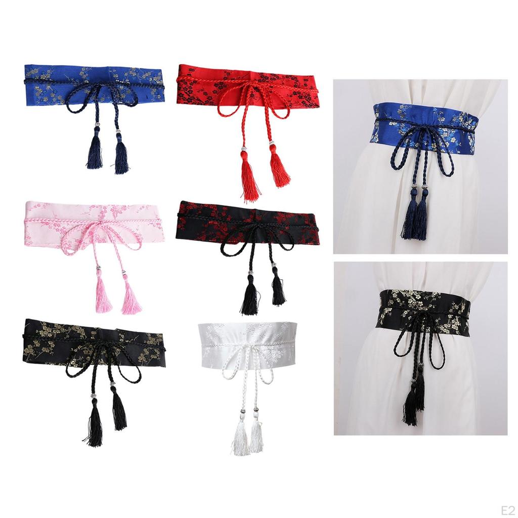 Chinesischer Damen-Satin-Taillengürtel Kimono-Gürtel Stickerei Breiter Blumenmuster-Taillenband für Damen
