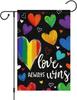 Pride Garden ag 12x18 Inch Double Sided Burlap Outside, LGBTQ Love Always Wins Yard Sign Rainbow Love Heart Yard ag for  AAS