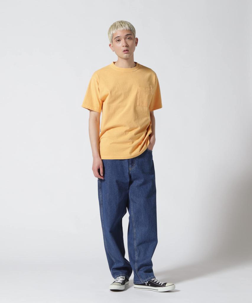 AVIREX DAILY SHORTSLEEVE FADE WASH POCKET T-SHIRT L 423 mustard 783-3934010