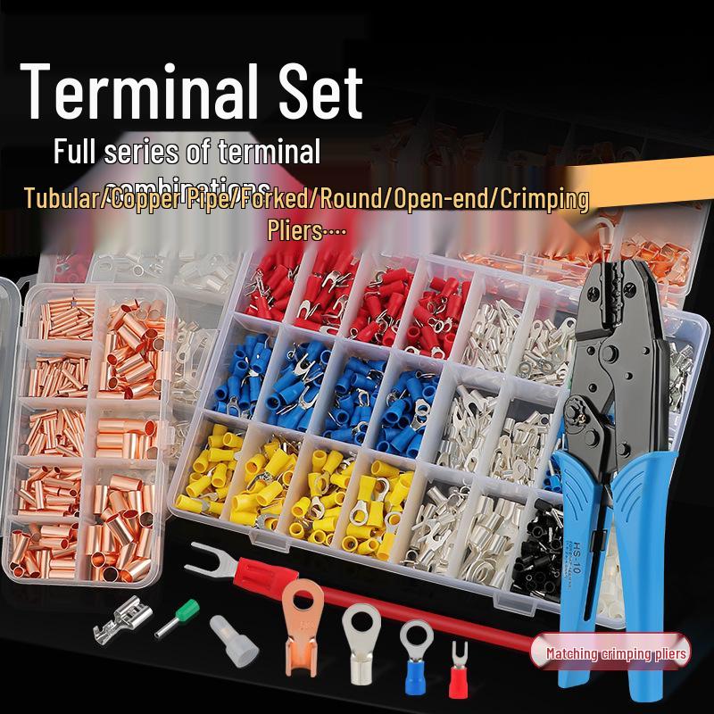 Tubular Needle Terminal Set: RV Crimp Pliers & SV/OT/UT Copper Lugs