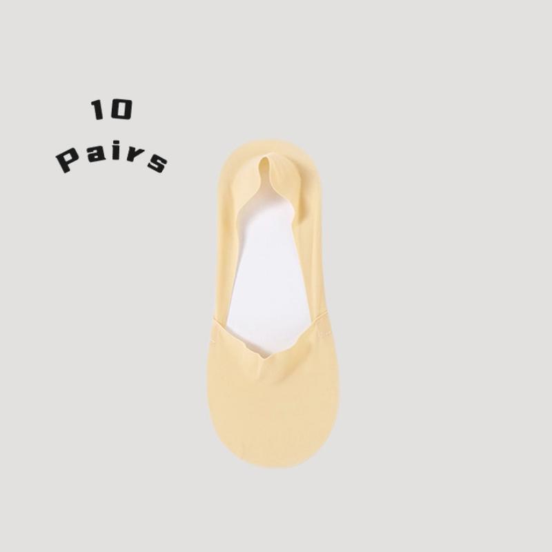 

10 пар носков, женские невидимые носки из ледяного шелка, летние дышащие силиконовые нескользящие ультратонкие короткие носки с защитой от запаха One Size